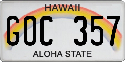 HI license plate GOC357