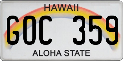 HI license plate GOC359