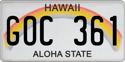 HI license plate GOC361