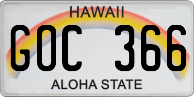 HI license plate GOC366