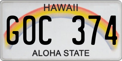 HI license plate GOC374