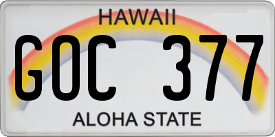 HI license plate GOC377