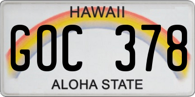 HI license plate GOC378