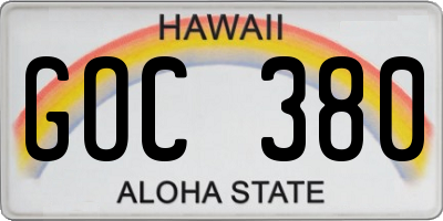 HI license plate GOC380