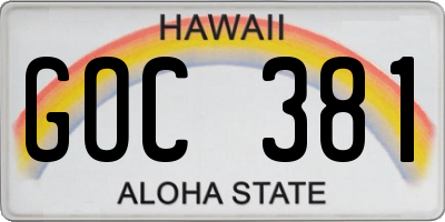 HI license plate GOC381