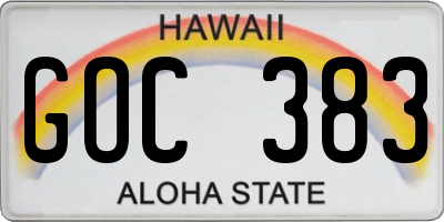 HI license plate GOC383