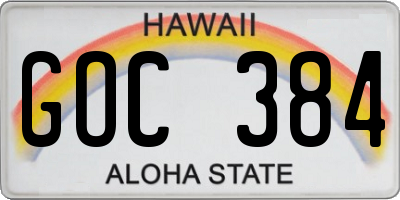 HI license plate GOC384