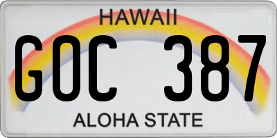 HI license plate GOC387