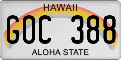 HI license plate GOC388