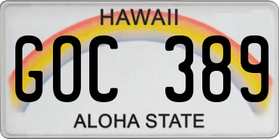 HI license plate GOC389