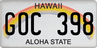 HI license plate GOC398