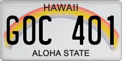 HI license plate GOC401