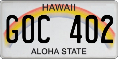 HI license plate GOC402