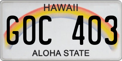 HI license plate GOC403