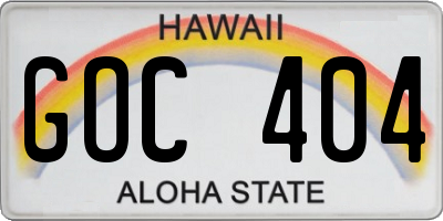 HI license plate GOC404