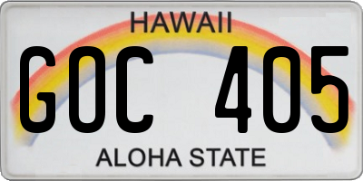 HI license plate GOC405