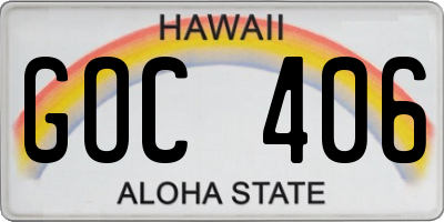 HI license plate GOC406