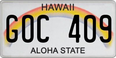 HI license plate GOC409