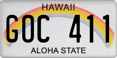HI license plate GOC411
