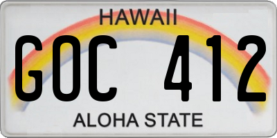 HI license plate GOC412