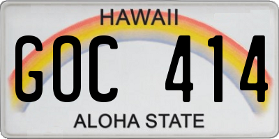 HI license plate GOC414