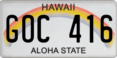 HI license plate GOC416