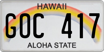 HI license plate GOC417