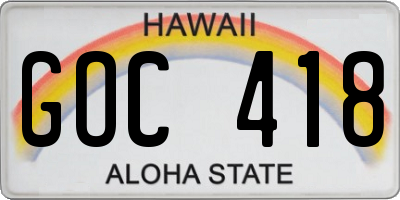 HI license plate GOC418
