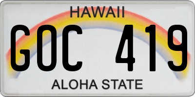 HI license plate GOC419
