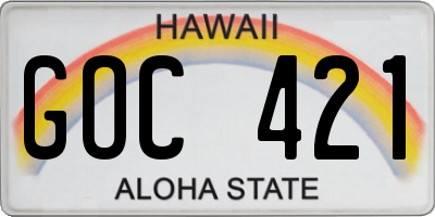 HI license plate GOC421