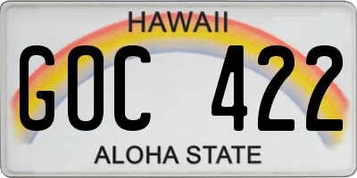 HI license plate GOC422