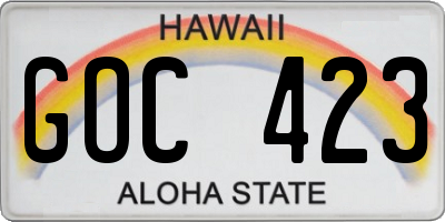 HI license plate GOC423