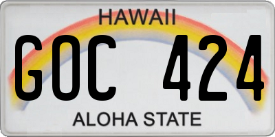 HI license plate GOC424
