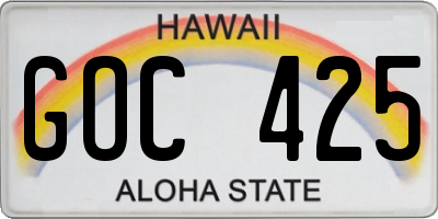 HI license plate GOC425