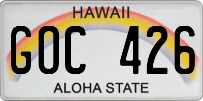 HI license plate GOC426