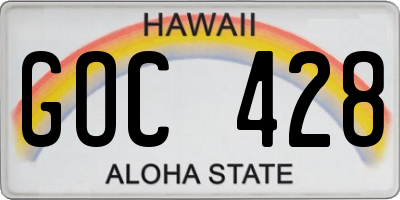 HI license plate GOC428