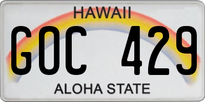 HI license plate GOC429