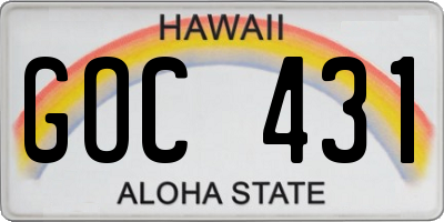 HI license plate GOC431