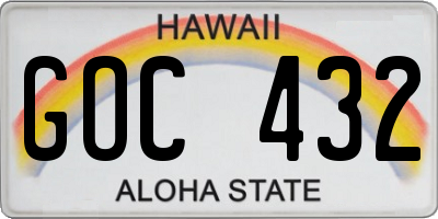 HI license plate GOC432
