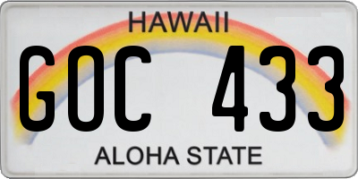 HI license plate GOC433