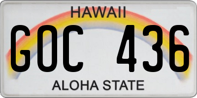 HI license plate GOC436