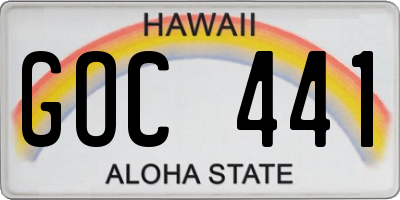 HI license plate GOC441