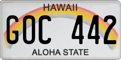 HI license plate GOC442