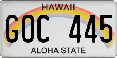 HI license plate GOC445