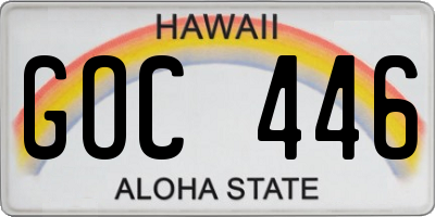 HI license plate GOC446