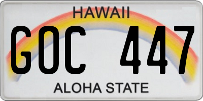HI license plate GOC447
