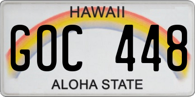 HI license plate GOC448
