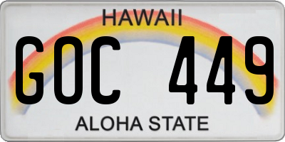 HI license plate GOC449