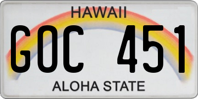 HI license plate GOC451