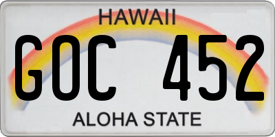 HI license plate GOC452